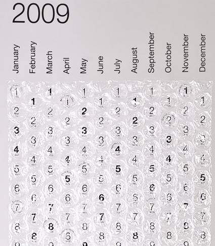 Il Calendario Bubble 2009 con Bolle in Plastica Scoppiettanti