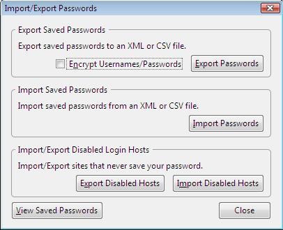 Esportare password ed utenti di Firefox