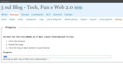 Ottimo Plugin Wordpress per il backup del database