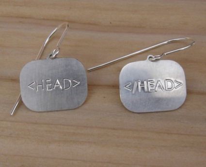 Orecchini HTM in Argento con tag HEAD Orecchini HTM in Argento con tag HEAD