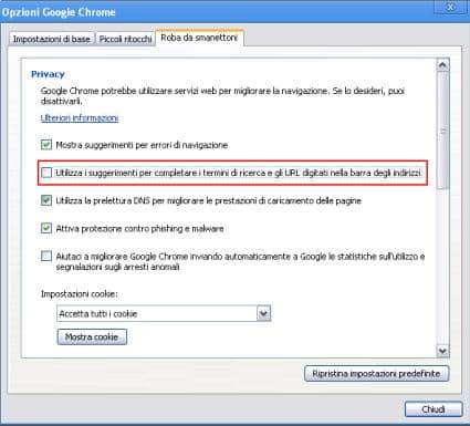 opzioni google chrome opzioni google chrome